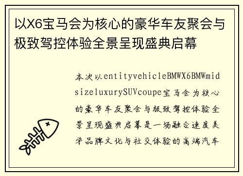 以X6宝马会为核心的豪华车友聚会与极致驾控体验全景呈现盛典启幕 以X6宝马会为核心的豪华车友聚会与极致驾控体验全景呈现盛典启幕